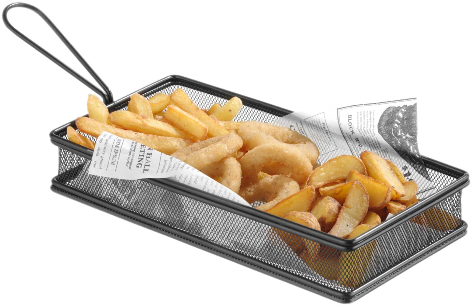 Mini-Servier-Frittierkorb schwarz, flach